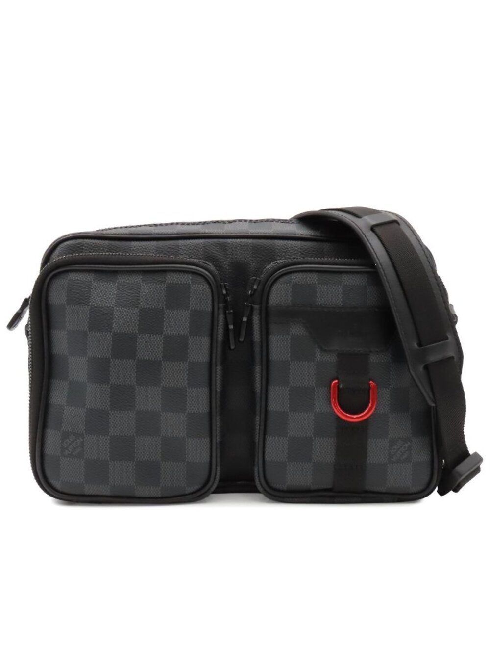 Louis Vuitton Utility Messenger Shoulder Bag Black Damier Graphite